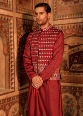 MERRON CROSS-STITCH WAISTCOAT/KURTA TROUSER